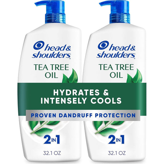 Head and Shoulders Tea Tree 2 in 1 Shampoo Twin Pack front view
