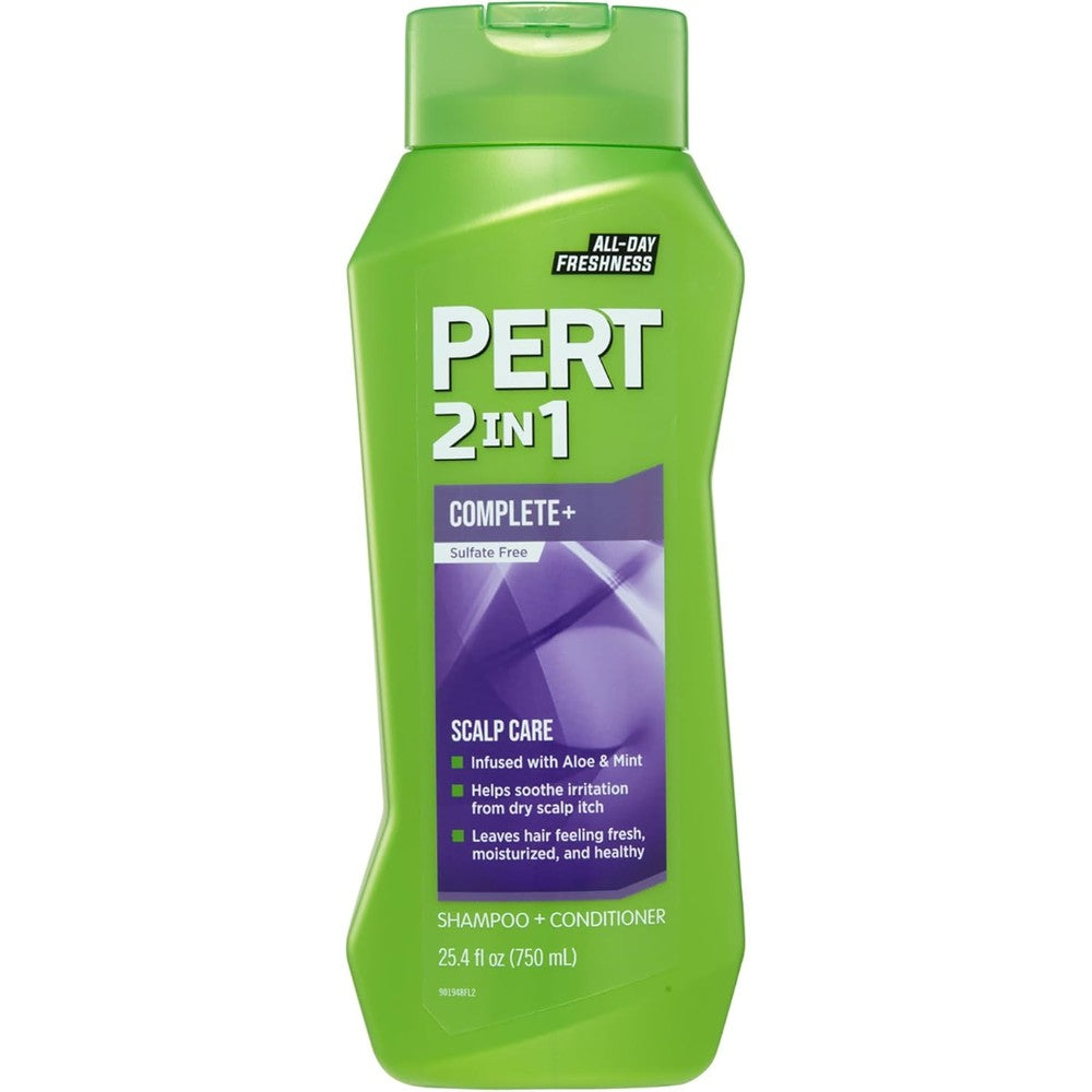 Pert 2 In 1 Complete Plus Scalp Care Shampoo and Conditioner front bottle view