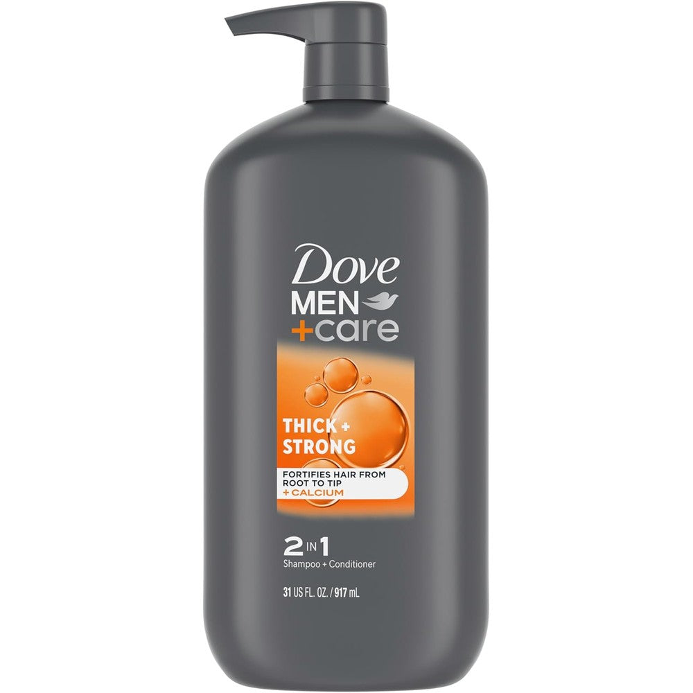 Dove Men Plus Care Thick and Strong 2 in 1 Shampoo and Conditioner front view