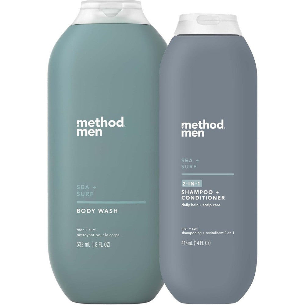 Method Sea and Surf 2 in 1 shampoo and body wash gift set front view