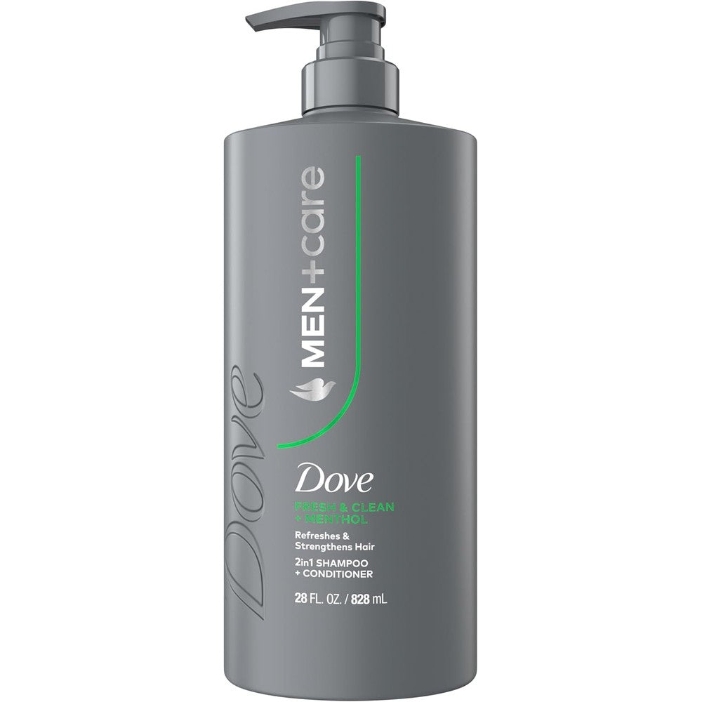 Dove Men Plus Care Fresh and Clean 2-in-1 shampoo front view bottle