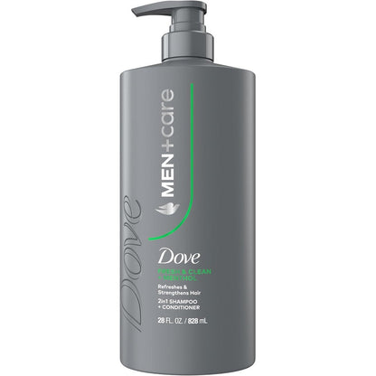 Dove Men Plus Care Fresh and Clean 2-in-1 shampoo front view bottle