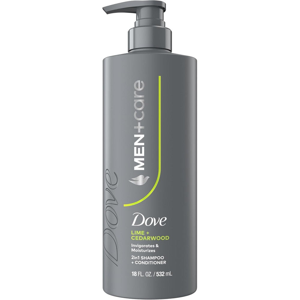 Dove Men Plus Care Lime and Cedarwood 2-in-1 Shampoo front view