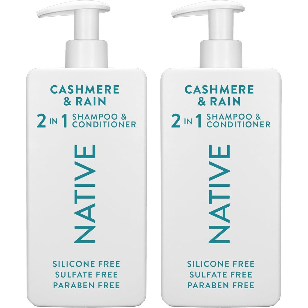 Native Cashmere and Rain 2-in-1 Shampoo and Conditioner set bottle front view