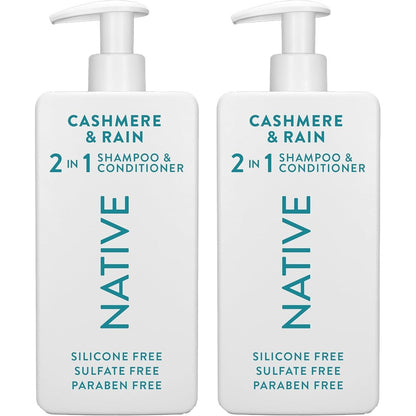 Native Cashmere and Rain 2-in-1 Shampoo and Conditioner set bottle front view