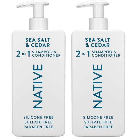 Native Sea Salt and Cedar 2-in-1 shampoo and conditioner front view