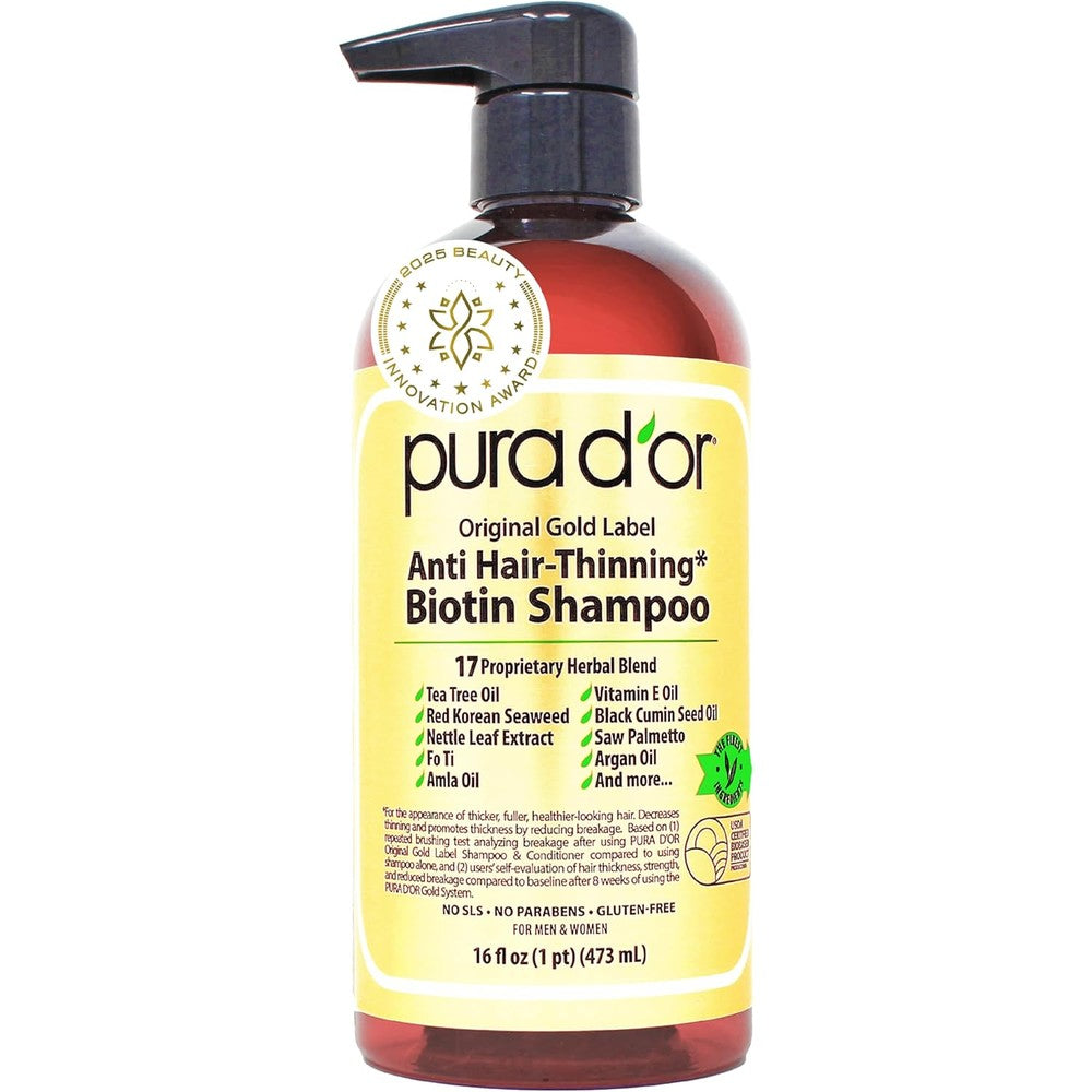 Pura D'or Original Gold Label Anti-Thinning Shampoo front view