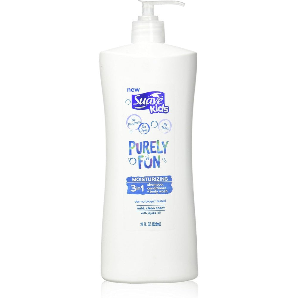 Suave Kids Purely Fun 3 In 1 Shampoo Conditioner And Body Wash For Gentle Cleansing, Paraben Free Formula, 28 Fluid Ounce - Image 1