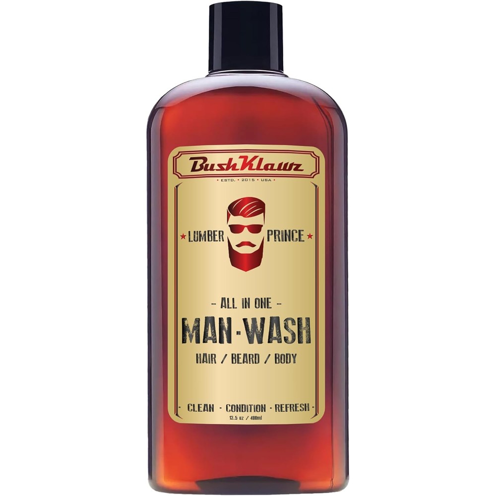 BushKlawz Lumber Prince Man Wash front view bottle showcase