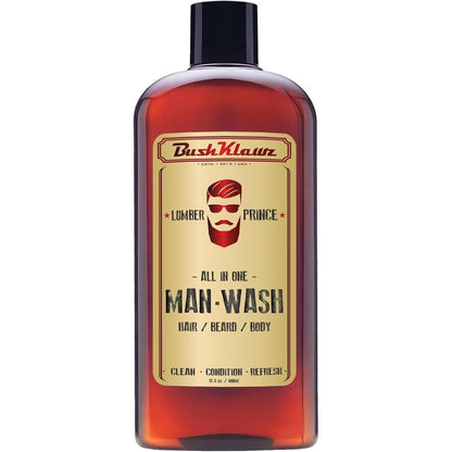 BushKlawz Lumber Prince Man Wash front view bottle showcase