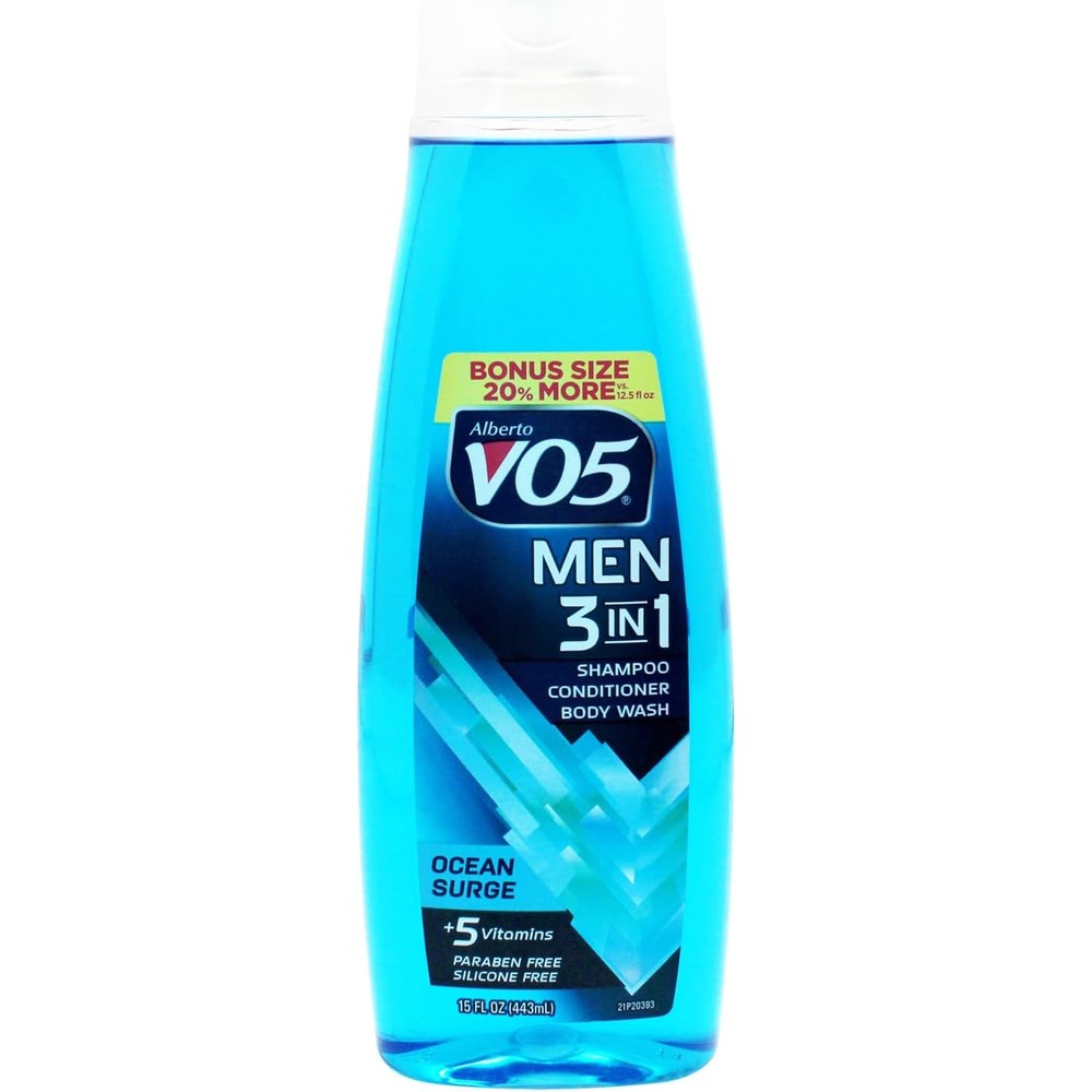Alberto VO5 Men 3 In 1 Fresh Ocean Surge Shampoo Conditioner And Body Wash With 5 Essential Oils And 5 Vitamins 15 Fluid Ounces - Image 1