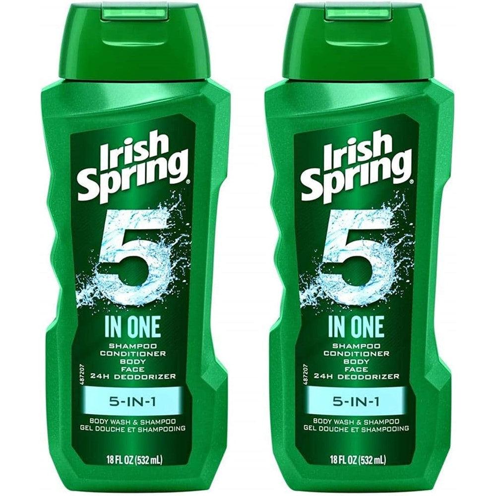 Irish Spring 5-in-1 Shampoo and Body Wash pack of two front view