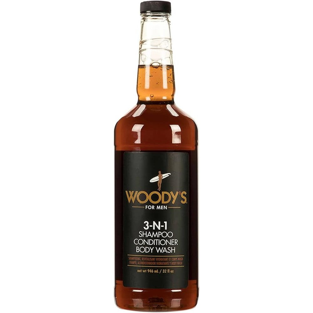 Woody's Mens 3-in-1 Shampoo, Conditioner, and Body Wash front view bottle