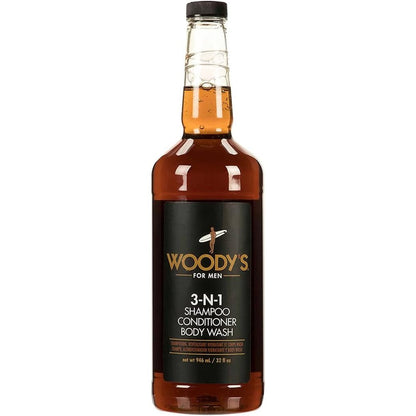 Woody's Mens 3-in-1 Shampoo, Conditioner, and Body Wash front view bottle