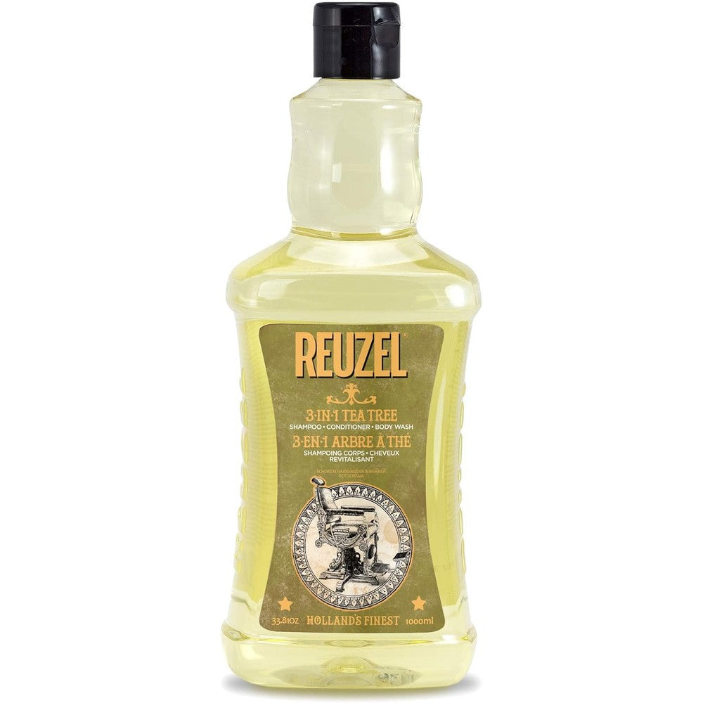 Reuzel 3 In 1 Tea Tree Shampoo front view 1000ml bottle