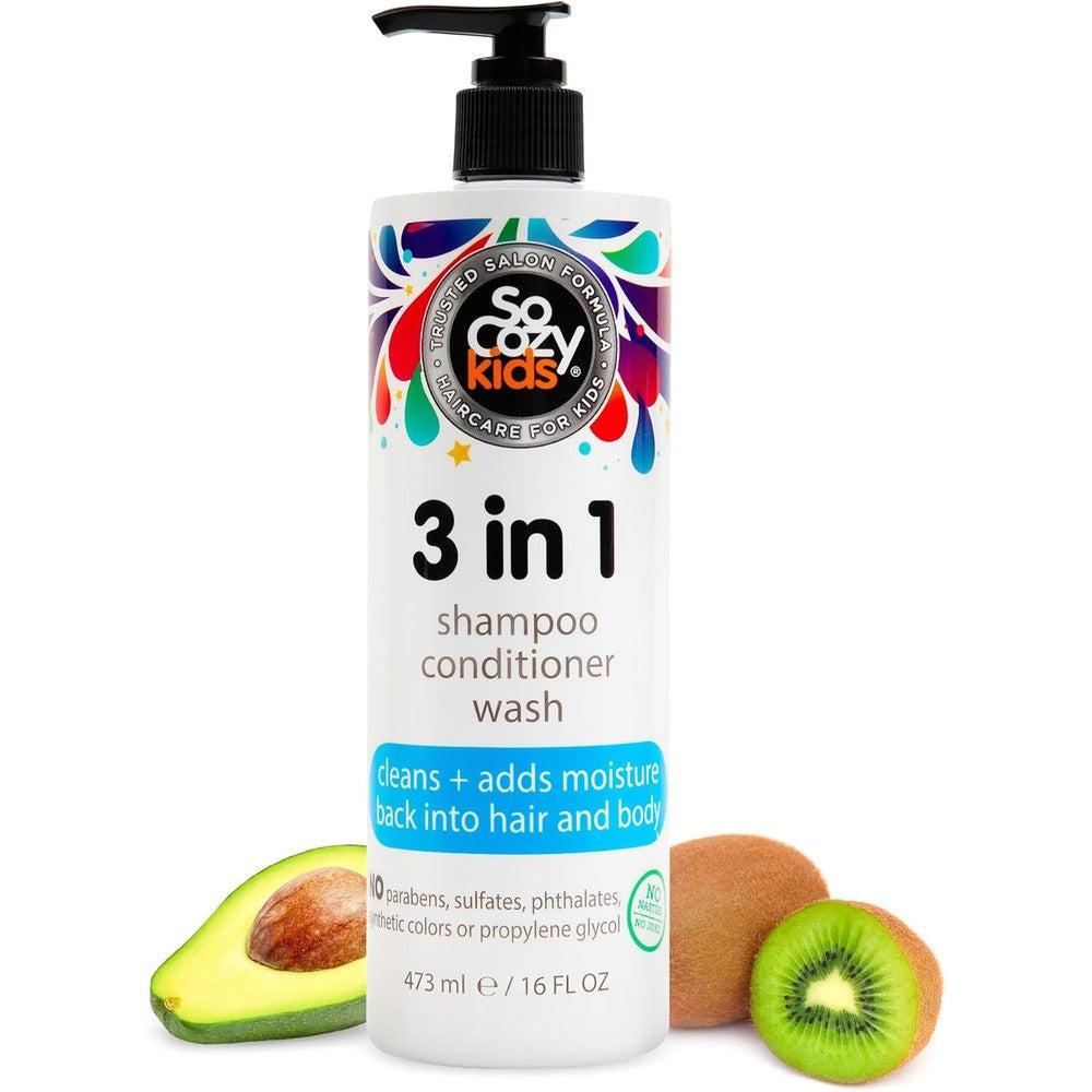 SoCozy 3 in 1 Kids Shampoo Conditioner Body Wash front view