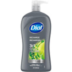 Dial Men Recharge 3-in-1 body hair and face wash front view bottle