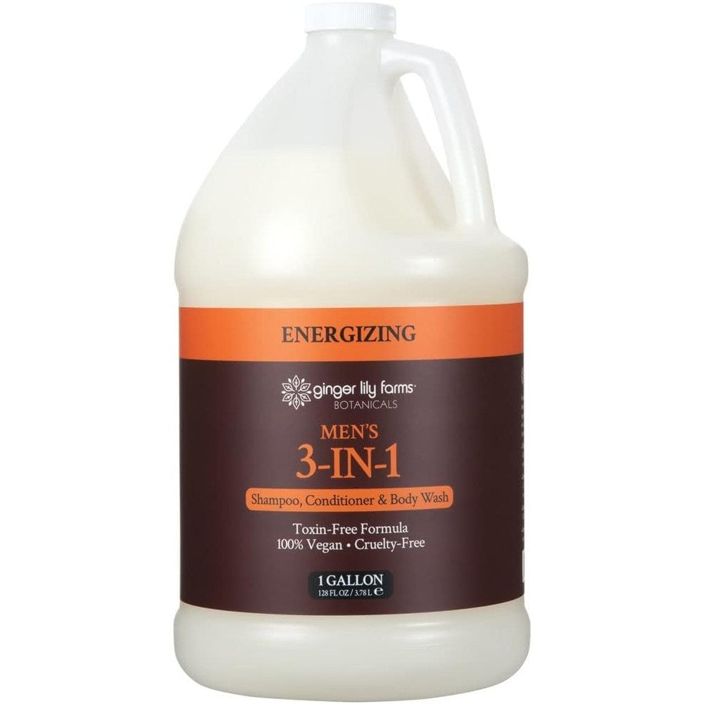 Ginger Lily Farms Botanicals Men's 3-in-1 Shampoo and Body Wash gallon bottle front view