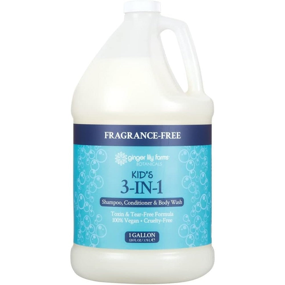 Ginger Lily Farms Botanicals Kids 3 in 1 Shampoo Conditioner Body Wash one gallon front view