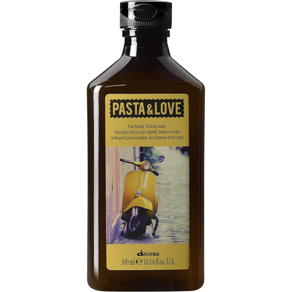 Davines Pasta and Love 3-in-1 Hair Beard and Body Wash front view premium mens grooming bottle