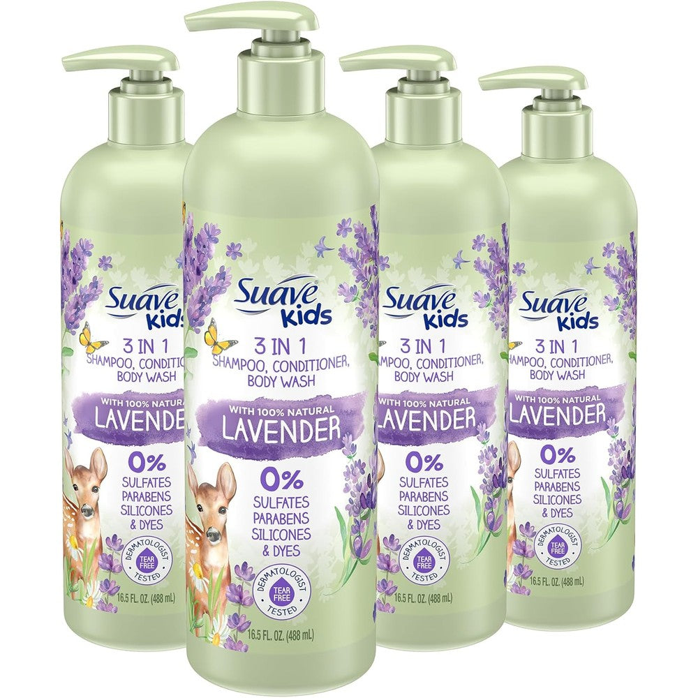 Suave Kids Natural Lavender Oil Three In One front view bottle set