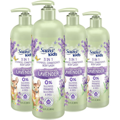 Suave Kids Natural Lavender Oil Three In One front view bottle set