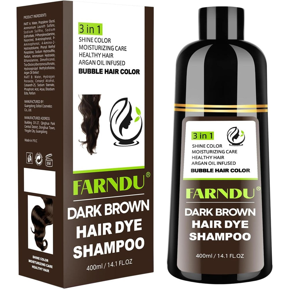 DYEING 221 BC Farndu dark brown hair dye shampoo bottle front view for grey coverage
