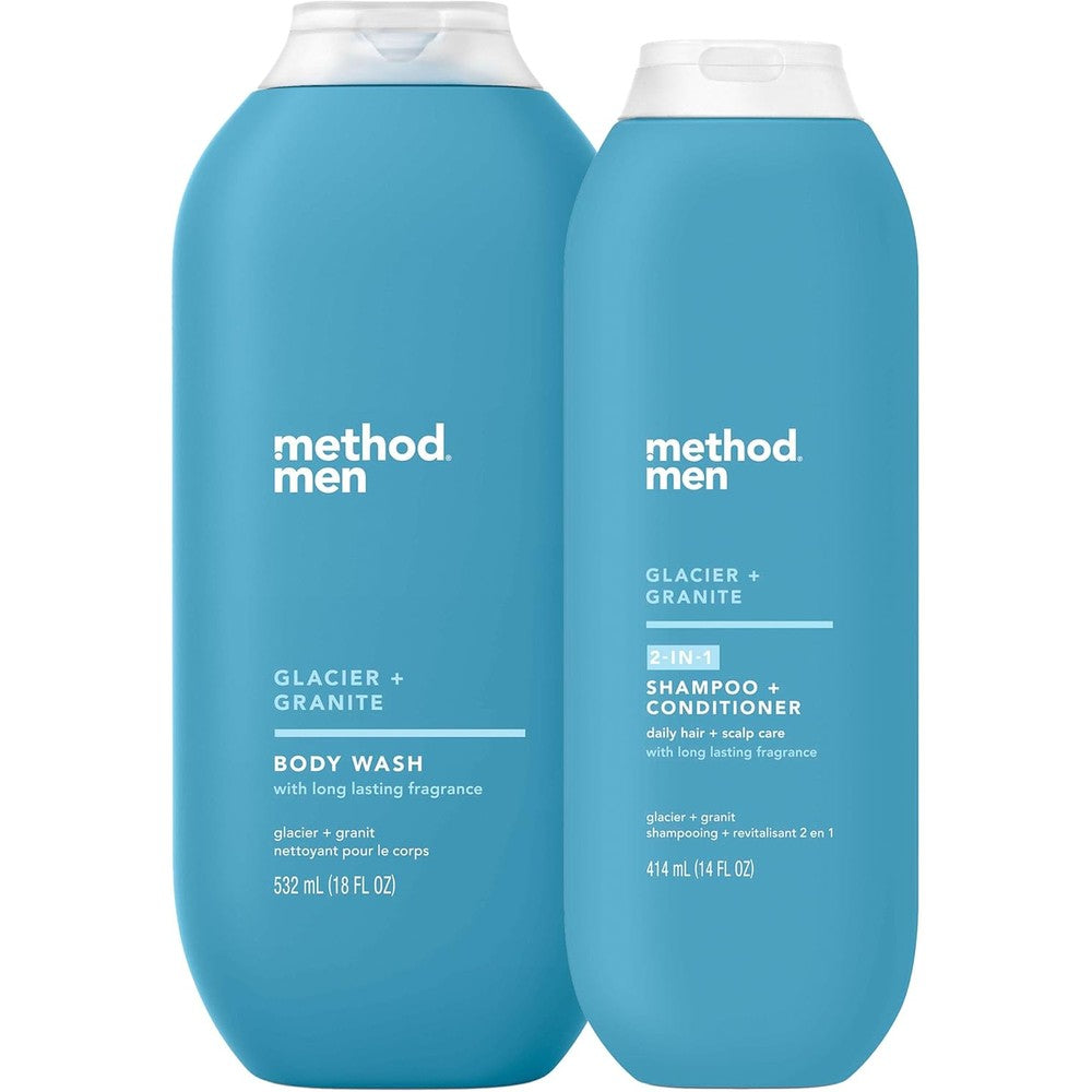 Method Men Glacier and Granite 2-in-1 Shampoo Conditioner and Body Wash Gift Set front view