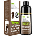 Farndu light brown hair dye shampoo front view bottle showing 3 in 1 herbal formula.