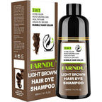 Farndu light brown hair dye shampoo front view bottle showing 3 in 1 herbal formula.