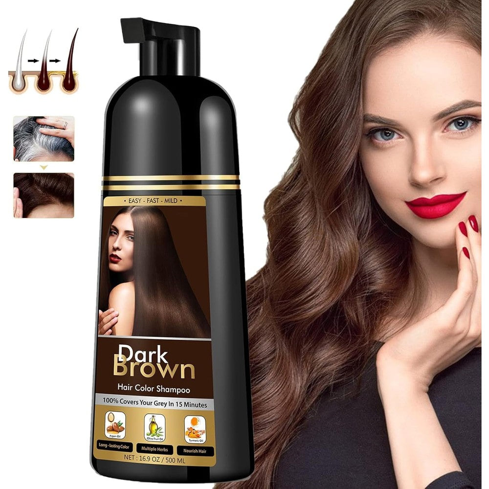 Ingbear Dark Brown Hair Dye Shampoo front view bottle for instant gray coverage