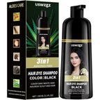 Generic 3 in 1 black hair dye shampoo front view bottle for natural gray coverage