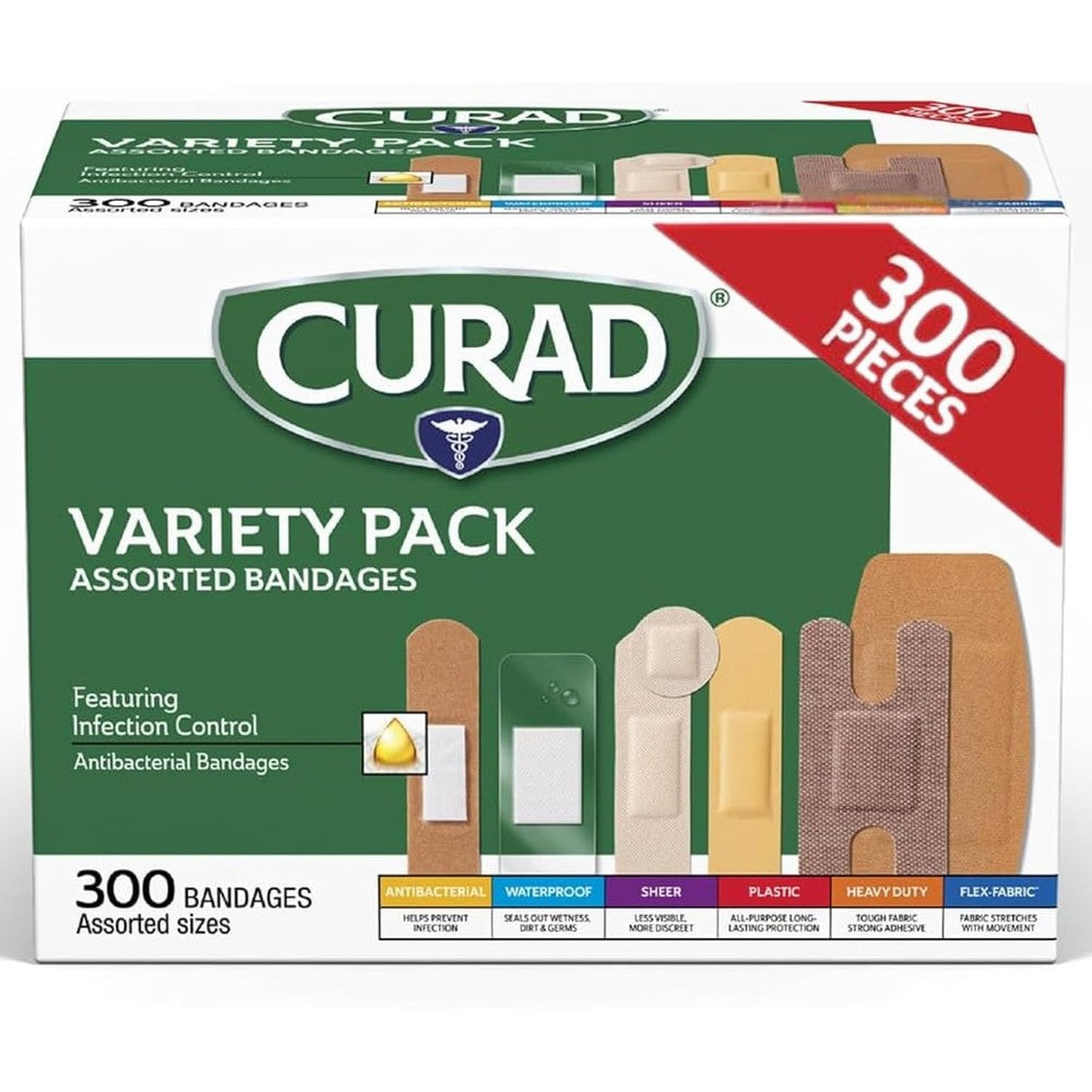 Curad Assorted Bandages Variety Pack 300 Count front view first aid kit
