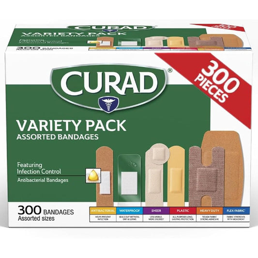 Curad Assorted Bandages Variety Pack 300 Count front view first aid kit