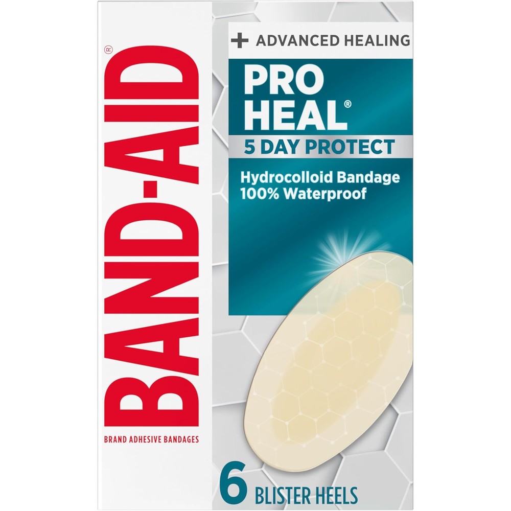 BAND-AID Brand Pro Heal Hydrocolloid Blister Bandages front packaging view advanced healing