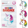 BioSwiss Unicorn Shaped Self Adhesive Bandages front packaging view showing the colorful cartoon unicorn graphics.
