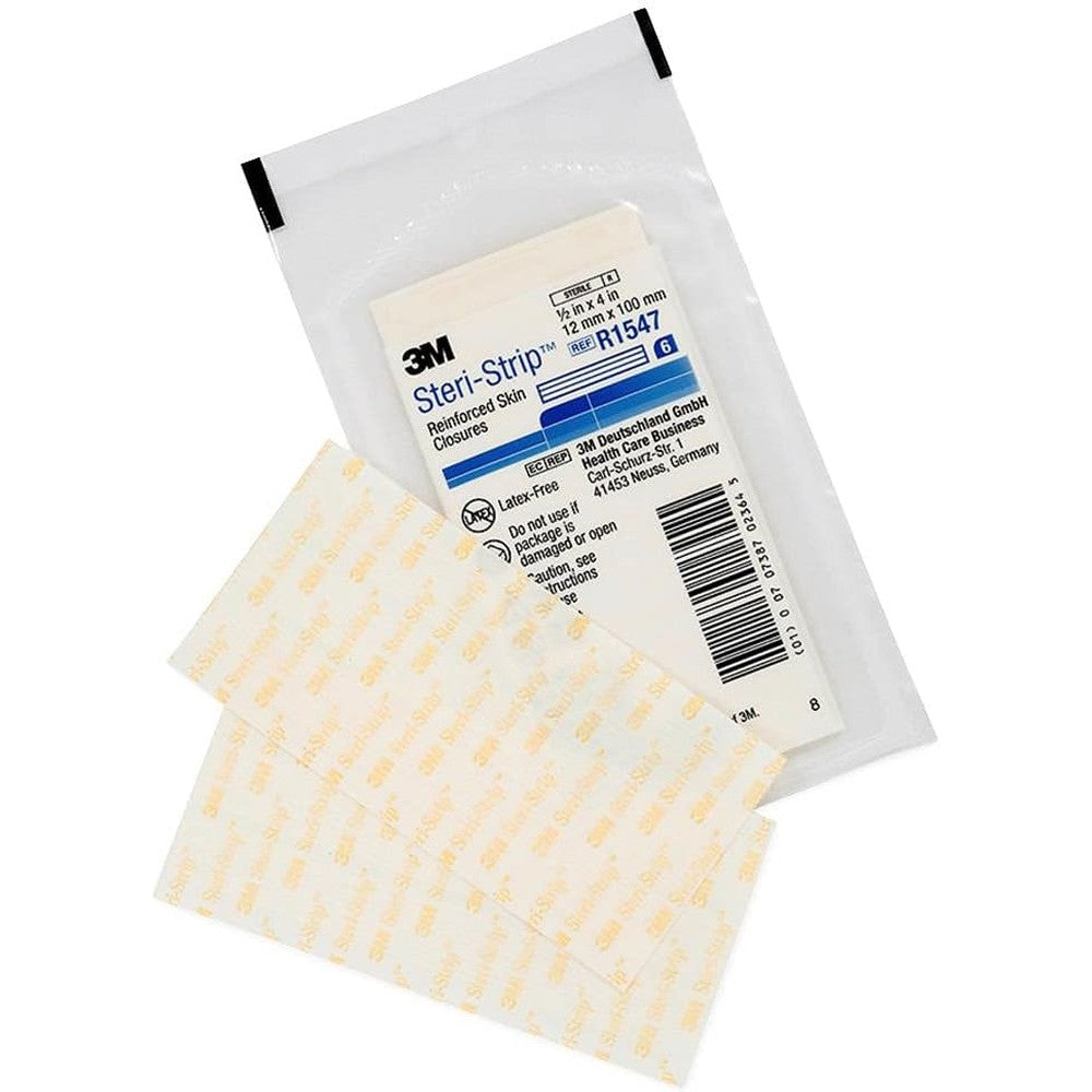 3M Steri Strip Reinforced Skin Closures 120 pack front packaging view for first aid wound care