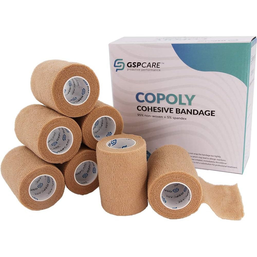 GSPCARE self adhesive cohesive wrap bandages front view six count pack for first aid