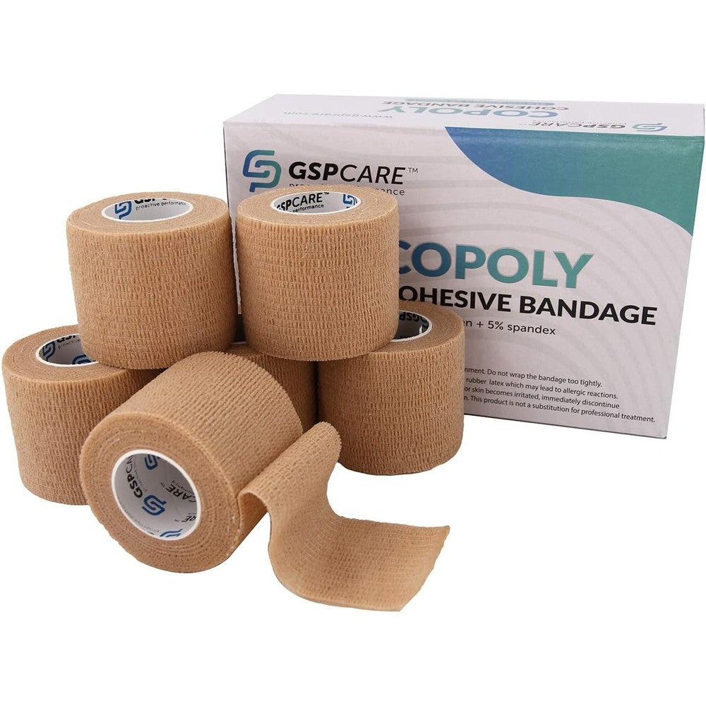 GSPCARE self adherent cohesive bandage wrap 6 count box front view for athletic joint support