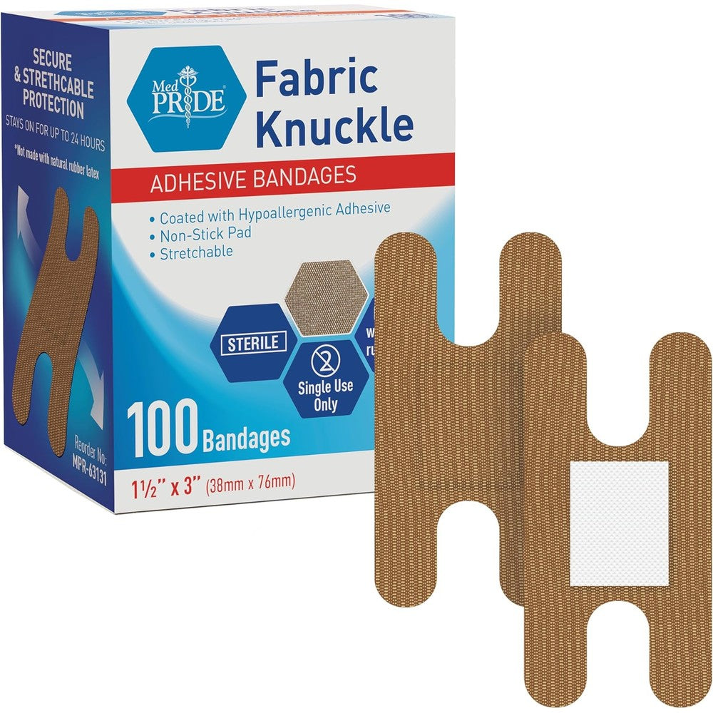 Med Pride sterile fabric fingertip finger and knuckle bandages front view box packaging