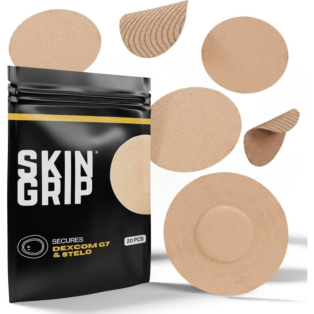 Skin Grip adhesive patches front view packaging for Dexcom G7 continuous glucose monitor