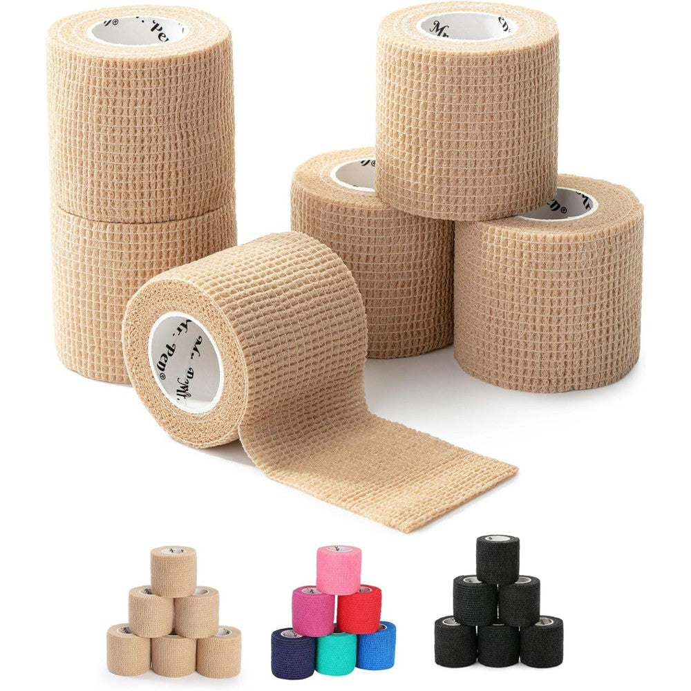 Mr. Pen Self Adhesive Bandage Wrap front view of six skin colored rolls