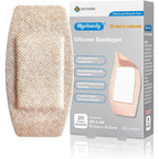 Hysimedy silicone adhesive bandages twenty count front view showing large size packaging for sensitive skin wound care.