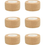 RUBY.Q self adhesive bandage wraps front view of six skin color cohesive tape rolls