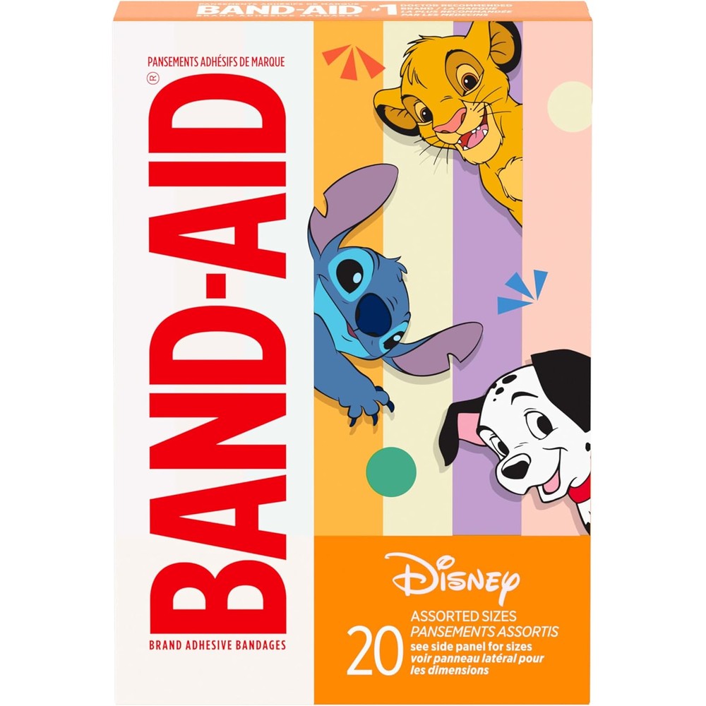 BAND-AID Brand Adhesive Childrens Bandages front packaging showing Disney Classics characters