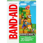 BAND-AID Brand Minecraft kids bandages front view packaging showcasing character prints.