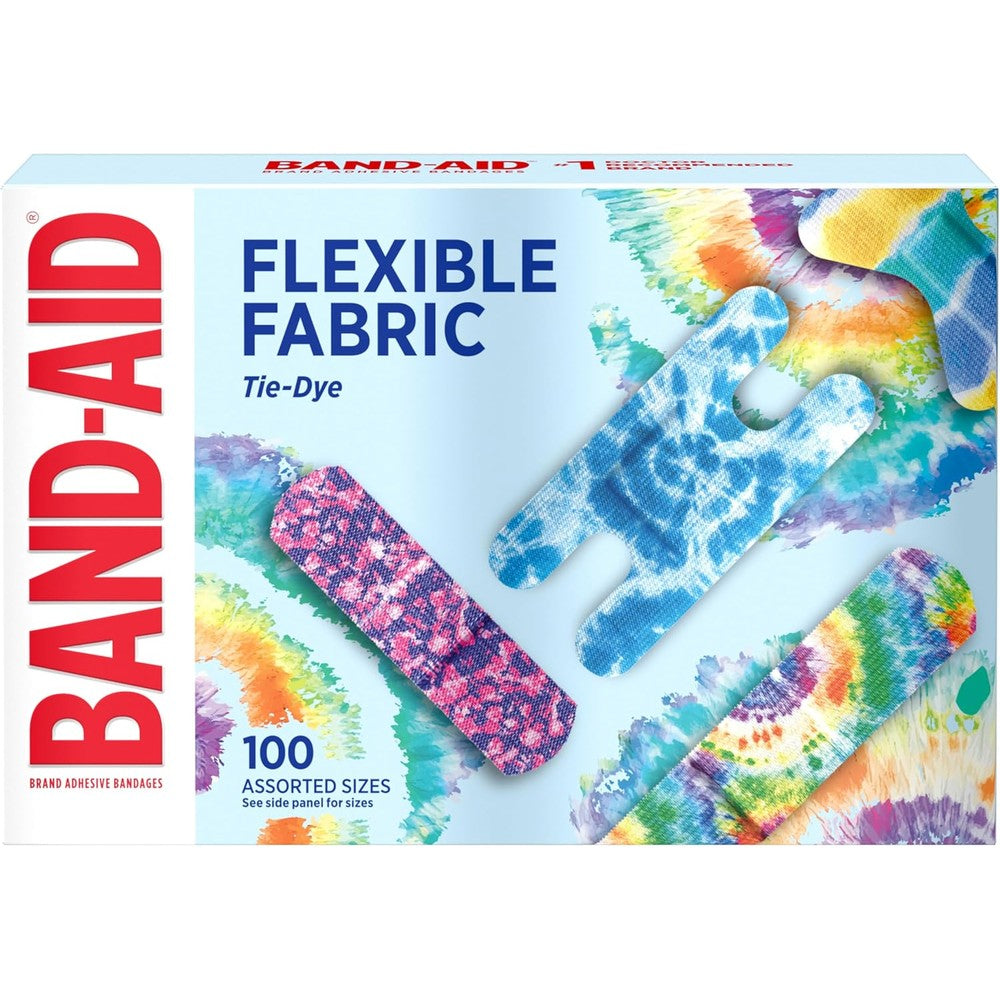 Band-Aid Brand Flexible Fabric Tie Dye Bandages front box view