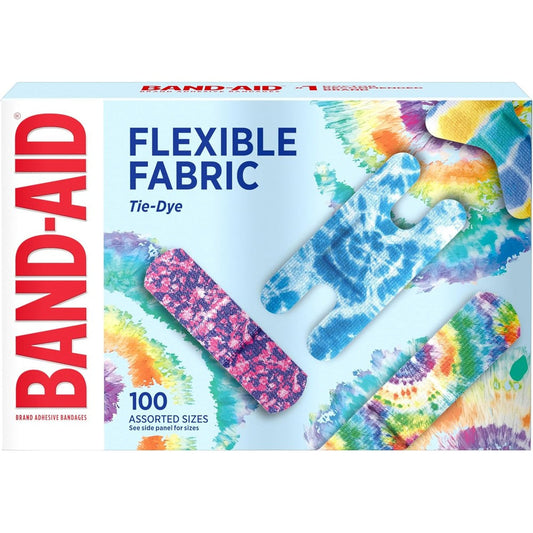 Band-Aid Brand Flexible Fabric Tie Dye Bandages front box view