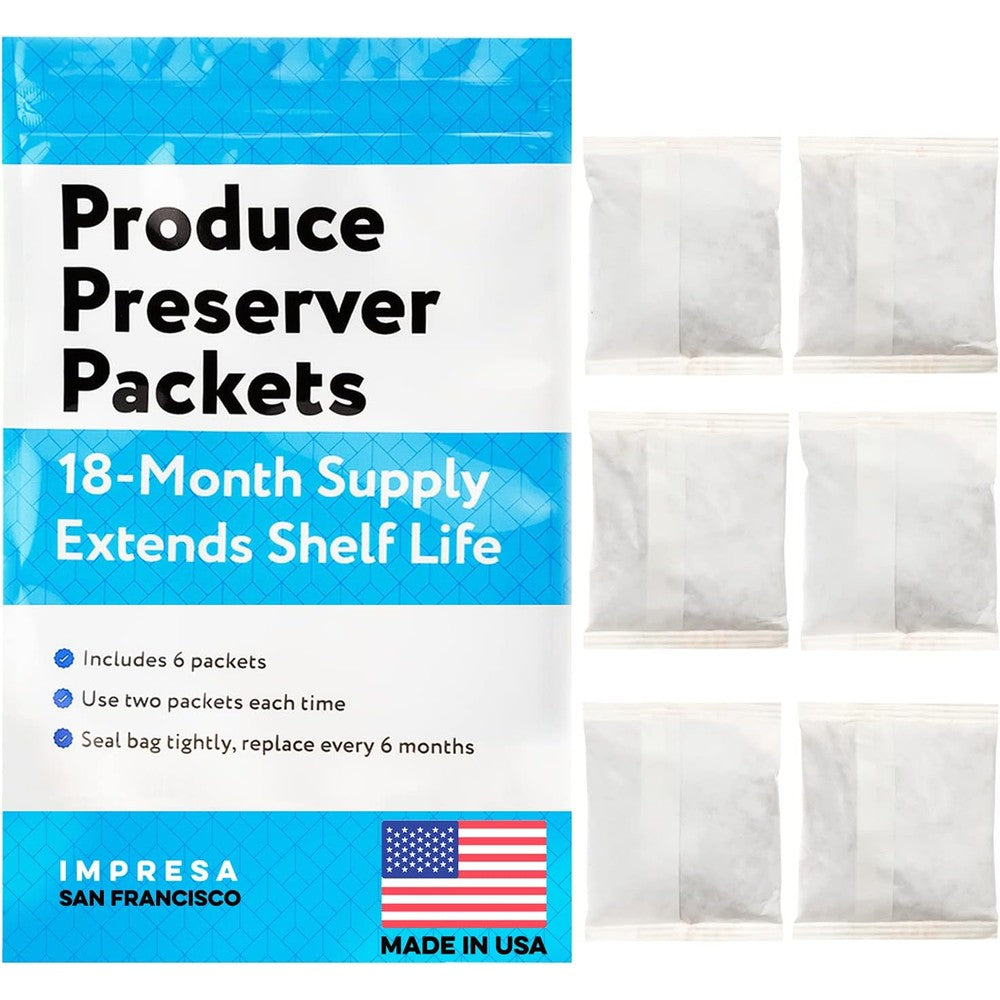 Impresa Produce Preserver Packets 6 count front view showing ethylene absorption technology.