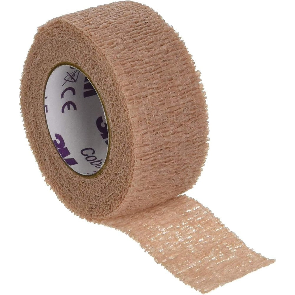 3M Coban Self Adherent Wrap 1 inch tan rolls front view for medical compression.